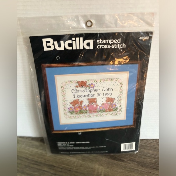 Vtg Bucilla Stamped Cross-Stitch Kit - Birth Announcement - Picture 3 of 11